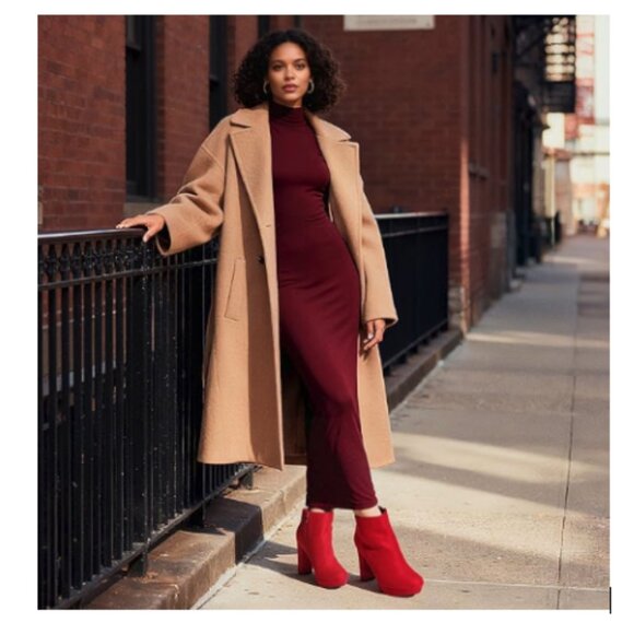 DREAM PAIRS Red Chunky Heel Platform Ankle Boot โ Size 10 - Picture 2 of 11